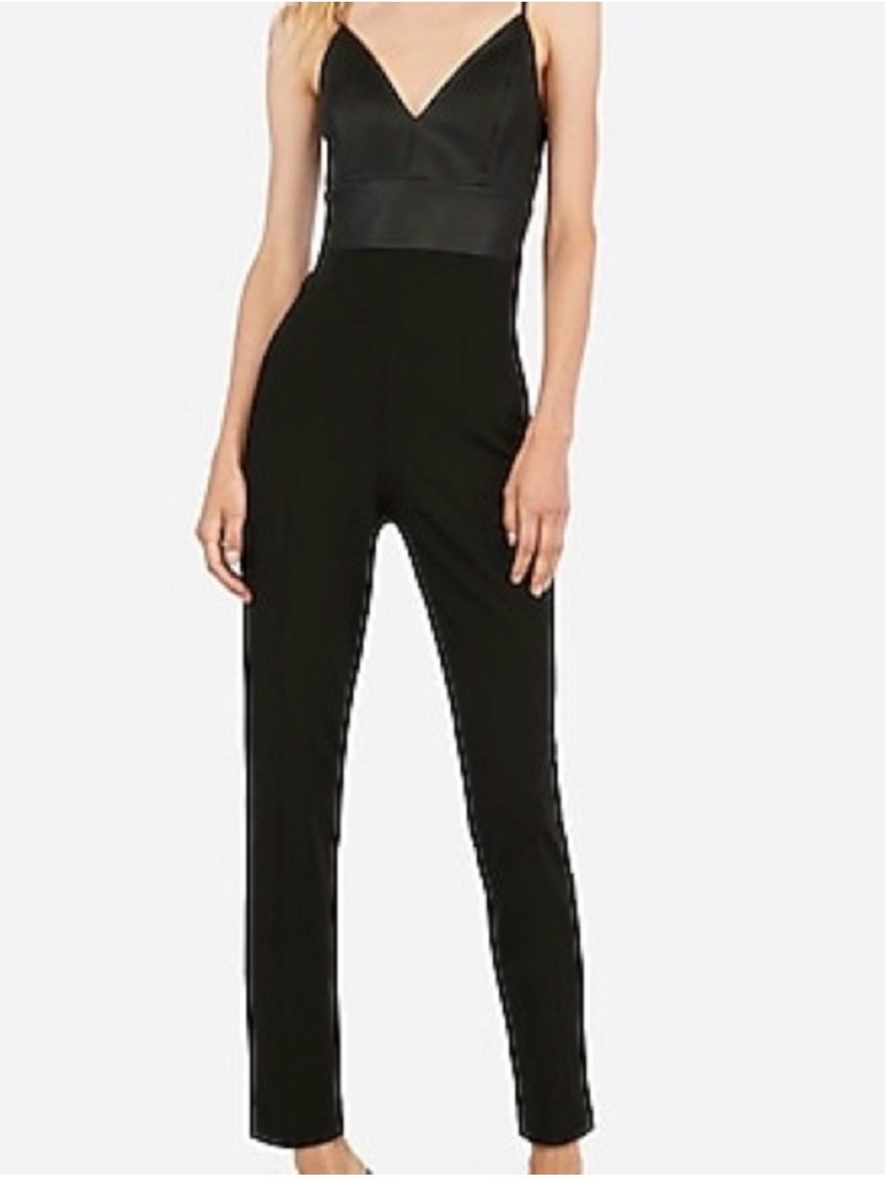 Express Black V-Neck Slim-Strap Jumpsuit